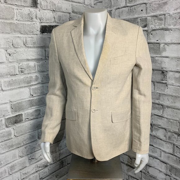 Vintage 90s Le Chateau Lightweight 100% Linen Two Button Blazer Sport Coat - Picture 1 of 16